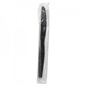 Boardwalk BWKKNIHWPSBIW Heavyweight Wrapped Polystyrene Cutlery, Knife, Black, 1000/Carton