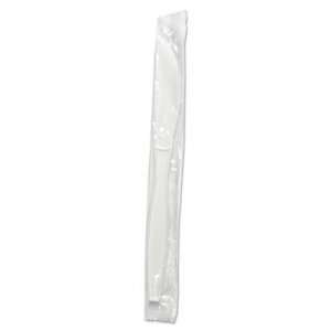 Boardwalk BWKKNIHWPPWIW Heavyweight Wrapped Polypropylene Cutlery, Knife, White, 1000/Carton