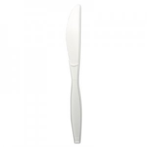 Boardwalk BWKKNIFEHWPPWH Heavyweight Polypropylene Cutlery, Knife, White, 1000/Carton