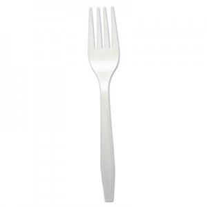 Boardwalk BWKFORKHWPPWH Heavyweight Polypropylene Cutlery, Fork, White, 1000/Carton