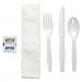 Boardwalk BWKFKTNSMWPSWH Six-Piece Cutlery Kit, Condiment/Fork/Knife/Napkin/Teaspoon, White, 250/Carton