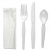 Boardwalk BWKFKTNHWPSWH Four-Piece Cutlery Kit, Fork/Knife/Napkin/Teaspoon, Heavyweight, White, 250/CT