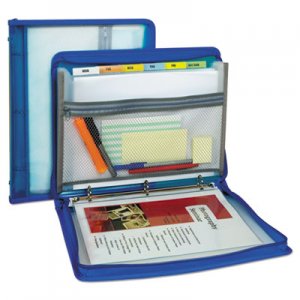 C-Line CLI48115 Zippered Binder with Expanding File, 10.88" x 1.5", Bright Blue