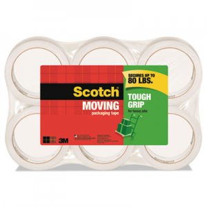 Scotch MMM35006ESF Tough Grip Moving Packaging Tape, 3" Core, 1.88" x 54.6 yds, Clear, 6/Pack