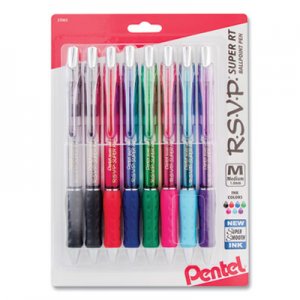 Pentel PENBX480BP8M R.S.V.P. Super RT Retractable Ballpoint Pen, 1mm, Assorted Ink/Barrel, 8/Pack