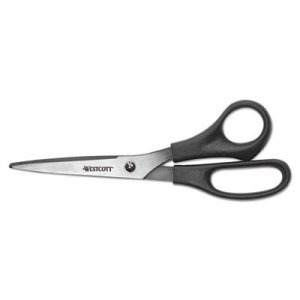 Westcott ACM16907 All Purpose Stainless Steel Scissors, 8" Long, 3.5" Cut Length, Black Straight Handle