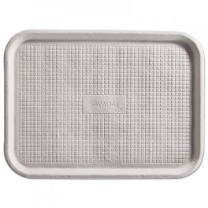 Chinet HUH20803CT Savaday Molded Fiber Flat Food Tray, White, 12x16, 200/Carton