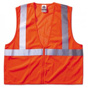 Ergodyne EGO21045 GloWear 8210Z Class 2 Economy Vest, Polyester Mesh, Zipper Closure, Orange, L/XL