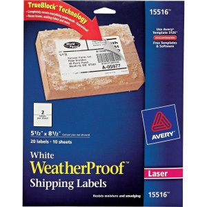 Avery 15516 Weatherproof Mailing Labels