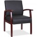 Lorell 68556 Black Leather/Wood Frame Guest Chair