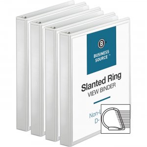Business Source 28440BD Basic D-Ring White View Binders
