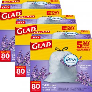 Glad 78902CT Lavender Scent 13-gal Kitchen Trash Bags