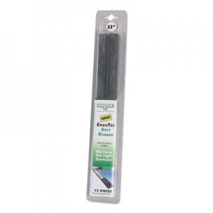 Unger UNGRT40 ErgoTec Replacement Squeegee Blades, 16 Inches, Black Rubber, Soft, 12/Pack