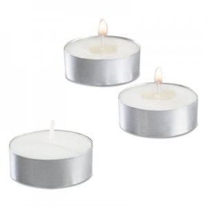 Sterno STE40100 Tealight Candle, 5 Hour Burn, 0.5"h, White, 50/Pack, 10 Packs/Carton