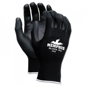 MCR CRW9669L Economy PU Coated Work Gloves, Black, Large, 1 Dozen