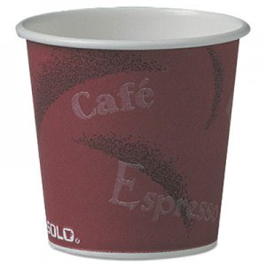 Dart SCC374SI Polycoated Hot Paper Cups, 4 oz, Bistro Design, 50/Pack, 20 Pack/Carton
