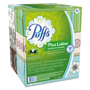 Puffs PGC39383 Plus Lotion Facial Tissue, 2-Ply, White, 124 Sheets/Box, 6 Boxes/Pack, 4 Packs/Carton