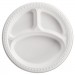 Chinet HUH81230 Heavyweight Plastic 3 Compartment Plates, 10 1/4" Dia, White, 125/PK, 4 PK/CT