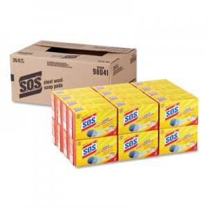 S.O.S CLO98041 Steel Wool Soap Pad, 4/Box, 24 Boxes/Carton