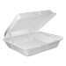 Dart DCC90HTPF1VR Foam Vented Hinged Lid Containers, 9w x 9 2/5d x 3h, White, 100/PK, 2 PK/CT