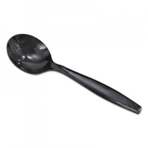 Dixie DXESH517 Plastic Cutlery, Heavyweight Soup Spoons, 5 3/4", Black, 1000/Carton