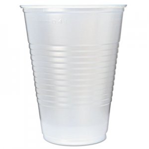 Fabri-Kal FABRK16 RK Ribbed Cold Drink Cups, 16oz, Translucent, 50/Sleeve, 20 Sleeves/Carton