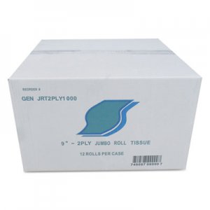 GEN GENJRT2PLY Jumbo Bath Tissue, Septic Safe, 2-Ply, White, 3.5" x 800 ft, 12/Carton