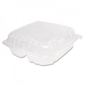 Dart DCCC95PST3 ClearSeal Plastic Hinged Container, 3-Comp, 9 x 9-1/2 x 3, 100/Bag, 2 Bags/CT