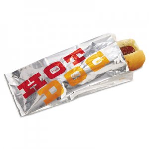 Bagcraft BGC300455 Foil Single-Serve Bags, 3.5" x 8.5", White/"Hot Dog", 1,000/Carton