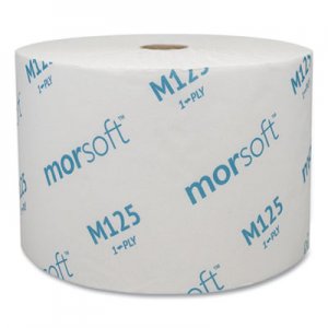 Morcon Tissue MORM125 Small Core Bath Tissue, Septic Safe, 1-Ply, White, 2500 Sheets/Roll, 24 Rolls/Carton