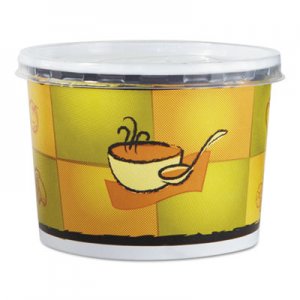 Chinet HUH70412 Streetside Squat Paper Food Container w/ Lid, Streetside Design, 12oz, 250/CT