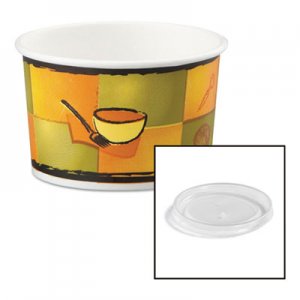 Chinet HUH70408 Streetside Paper Food Container w/Plastic Lid, Streetside Design, 8-10oz, 250/CT