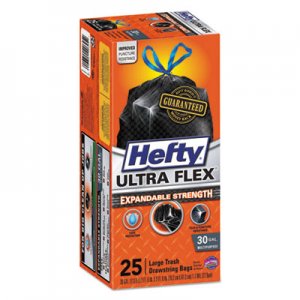 Hefty RFPE80627 Ultra Flex Waste Bags, 30 gal, 1.05 mil, 6" x 2.1", Black, 150/Carton
