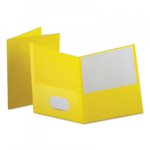 Oxford OXF57579EE Leatherette Two Pocket Portfolio, 8 1/2" x 11", Yellow, 10/PK
