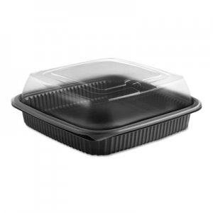 Anchor Packaging ANZ4118515 Culinary Squares 2-Piece Microwavable Container, 36oz, Clear/Black, 2.91",150/CT