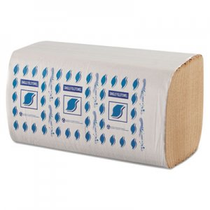 GEN GENSF5001K Single-Fold Paper Towels, 1-Ply, Kraft, 9" x 9.25", 12/Carton