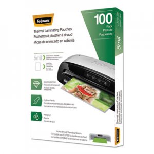 Fellowes FEL5743501 Laminating Pouches, 5 mil, 9" x 11.5", Gloss Clear, 100/Pack