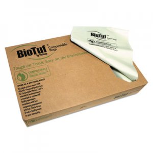 Heritage HERY7658TER01 Biotuf Compostable Can Liners, 60 gal, 0.9 mil, 38 x 58, Green, 100/Carton