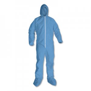 KleenGuard KCC45354 A65 Hood and Boot Flame-Resistant Coveralls, Blue, X-Large, 25/Carton