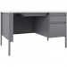 Lorell 66940 Fortress White/Platinum Steel Teachers Desk