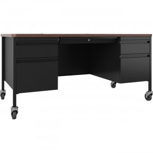 Lorell 66945 Fortress Series Walnut Top Teacher's Desk