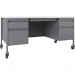 Lorell 66946 Fortress White/Platinum Steel Teachers Desk