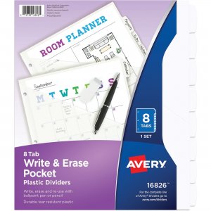 Avery 16826 Write/Erase Plastic Dividers