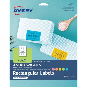 Avery 4331 Astrobrights Color Easy Peel Labels