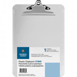 Business Source 01860 Spring Clip Plastic Clipboard