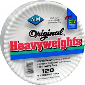 AJM OH9AJBXWHCT Plates, Heavyweight Paper, 9", 960/CT, White