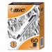 BIC BICCSM60BK Clic Stic Retractable Ballpoint Pen Value Pack, Medium 1.2 mm, Black Ink, White Barrel, 60/Pack