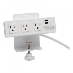 Tripp Lite TRPTLP310USBCW Three-Outlet Surge Protector with Two USB Ports, 10 ft Cord, 510 Joules, White