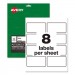 Avery AVE60538 PermaTrack Tamper-Evident Asset Tag Labels, Laser Printers, 2 x 3.75, White, 8/Sheet, 8 Sheets/Pack