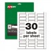 Avery AVE61526 PermaTrack Durable White Asset Tag Labels, Laser Printers, 0.75 x 2, White, 30/Sheet, 8 Sheets/Pack